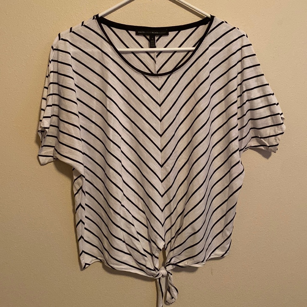 White House Black Market Black and White Stripe Shirt